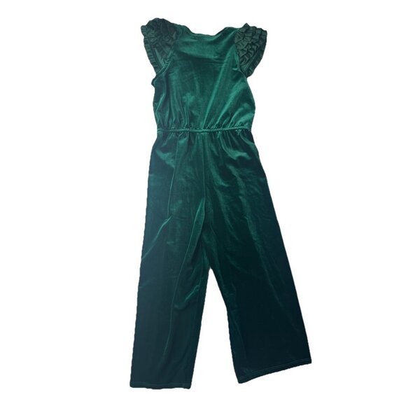 Bonnie Jean Girls Green Velvet Jumpsuit‎ Size 6 With Tags - Picture 8 of 9